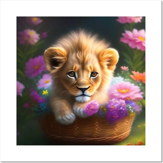 Cute Cub in a Basket Wall Art by meltubs76